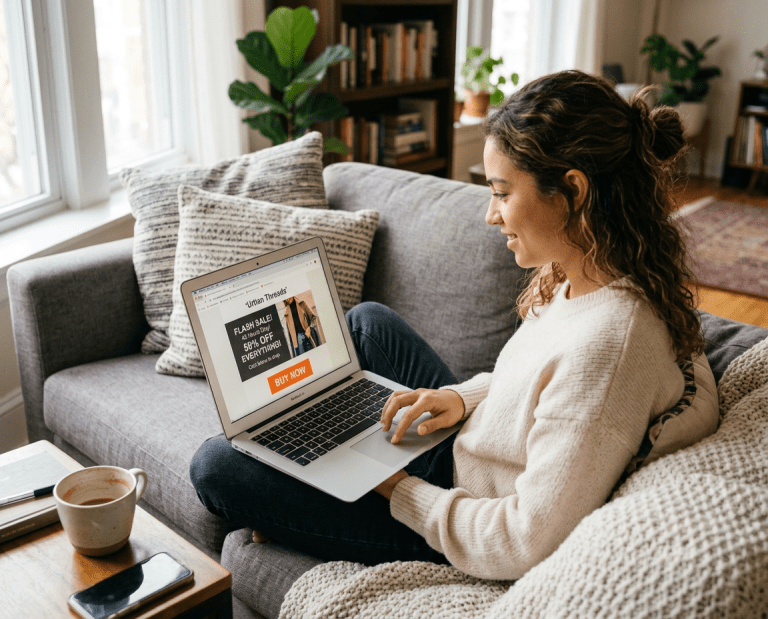 Email marketing analytics dashboard showing click-through rate metrics and performance data on computer screen